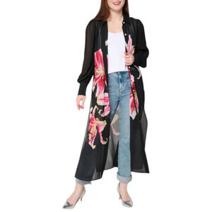 C Wonder Women's Drama Topper with Side Slits Black - Regular